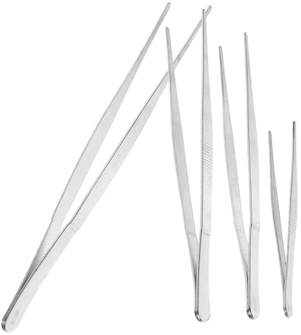 SUPVOX Pinzas Para Suculentas De Acero Inoxidable Largas Herramientas Pequeñas De Jardinería Resistentes Para Plantas y Manualidades, Uso Doméstico y Jardín, Set 4 Piezas Diseño Antideslizante