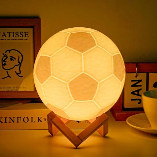 Balkwan Fußball Nachtlicht - 16 Farben Ändern, Dimmbar mit Fernbedienung, Sport Lampe für Kinder, Home Decor, Geburtstagsgeschenke, Weihnachtsgeschenke, perfekte Fußball Geschenke(18cm)