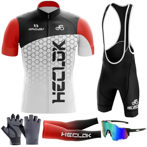 Herren Kurzarm Fahrrad Trikot Set,2024 neu Radtrikot Set Herren Kurzarm mit Atmungsaktiv Schnell Trocknend Radtrikot Mit 9D Sitzpolster für MTB Rennrad Fahrradbekleidung Set (TYP-1,XXS)