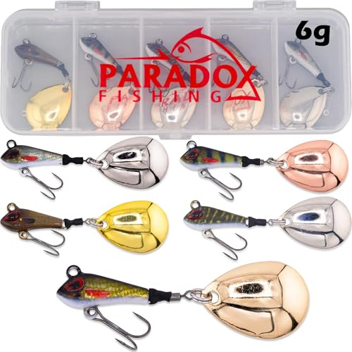 Paradox Fishing Jig Spinner 5er Set 6g/10g/15g/20g/25g Delusory Spin Jig zum Barsch Angeln Barsch Köder Zander Hecht Spinnerbait Spinn Köder – optimaler Barschköder