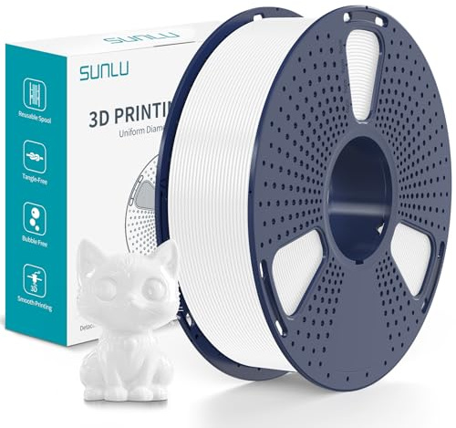SUNLU PVB Filament 1,75mm, 3D Druckerfilament, IPA-Alkoholpolitur für ein Glasähnliches Finish, Glatte Textur, 3D Druckfilament PVB Passend für die Meisten FDM-3D-Drucker, 1kg Spule, Weiß