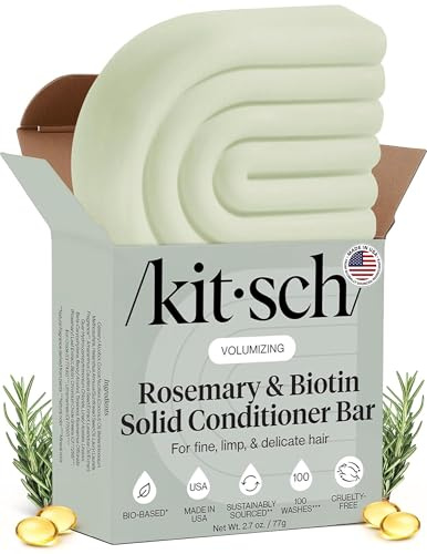 Kitsch Rosemary & Biotin Volumizing Hair Conditioner Bar for Hair Growth & Thickening – Hydrating & Cleansing Hair Conditioner for Women & Men - Paraben, Silicone & Sulfate Free - 2.7 oz