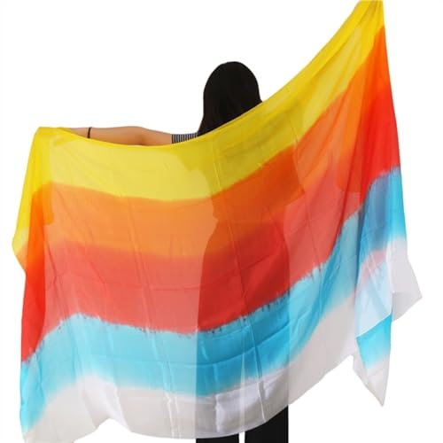 AMEEDA Seide Bauchtanz Schleier Klassische 250 * 114 cm Seidenschleier Bauchtänzerin Bühnenshow Requisiten Handschal geworfener Schal Bauchtanzzubehör Schleier.(S Real Silk Veils,250x114cm)