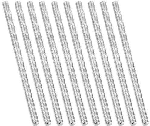 PATIKIL UNC 1/4-20 Varilla Roscada Completamente de Acero Inoxidable 304 10 Piezas 5.5 L Tornillo Roscado Largo Rosca Derecha Pernos Prisioneros para Abrazaderas Colgadores