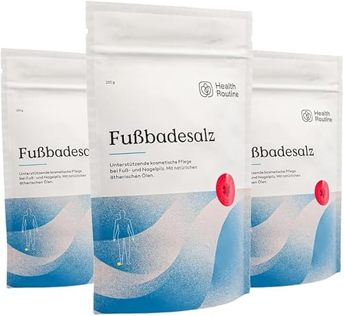 Health Routine Natürliches Fußbadesalz mit Teebaumöl — 3er Pack | Für Pflege und Hygiene der Füße, gegen Fußpilz und Nagelpilz, mit 100% natürlichen Wirkstoffen