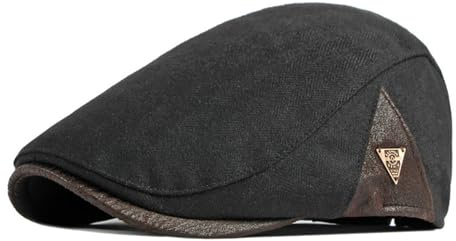 HIQIU Schiebermütze Herren Winter Verstellbar Newsboy Cap - Warme Flat Cap Herren Schirmmütze Driving Hunter Barett Cap für Herbst und Winter
