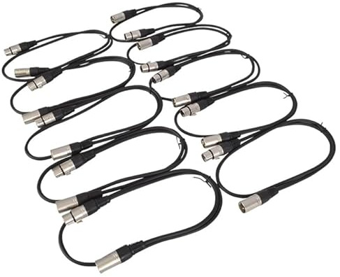 10 x XLR Patch Cables 1M Long Balanced Leads - Bulk Packed