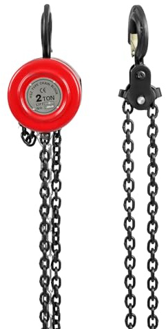 Handkettenzug 2 Tonne, Kettenzug 2000 kg 3 m Kettenflaschenzug Handkettenzug, Manueller Kettenzug Ratschenzug Handhebezug Flaschenzug für Lager, Gebäude, Automobilmaschinen (Rot)
