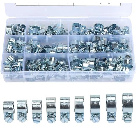 VWWJCCRO 135 pieces of fuel injection hose clamp galvanized steel hose clamp combination kit 8-18 mm