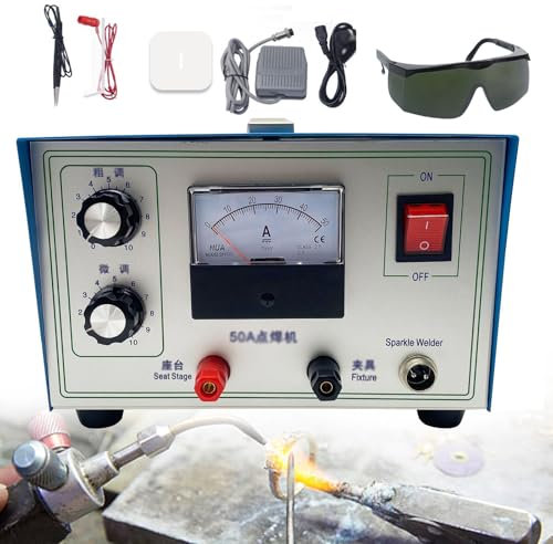 300w 50a Pulse Sparkle Spot Welder, Saldatrice a punti gioielli, Saldatrice a punti di impulso (1* occhiali e pedale, saldatura elettrica portatile gioielli saldatrice laser - per metallo