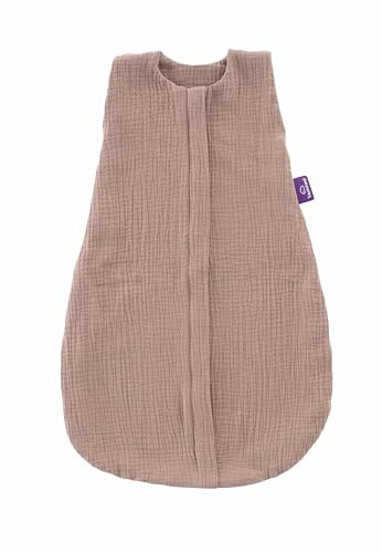 TRÄUMELAND – baby sommarsovsäck i kastanj 0,5 TOG, lätt andningsaktiv sovsäck av muslin för varma sommarnätter, Öko-Tex 100-certifierad, giftfri och hudvänlig
