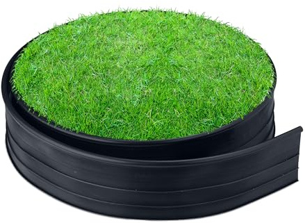 Relaxdays Bordura Jardín de Plástico, 12 m, Borde Césped Flexible, Altura 10 cm, Bordadura Delimitadora Caminos, Negro