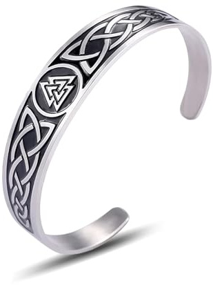 VASSAGO Armreif mit nordischem Wikinger-Triskele-Symbol, irische Dreifaltigkeit, keltischer Knoten, Edelstahl, Vintage-Amulett, Schmuck, Geschenke für Männer, Frauen, Teenager