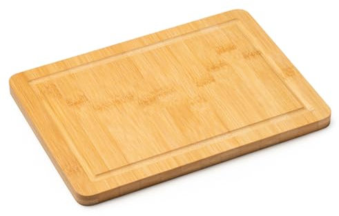 Tabla de cortar cocina, tabla de madera de bambú 100%, Tabla Madera Cocina Resistente y con ranura para jugos, para Servir Embutidos y Picar Carne Barbacoa Queso Pan