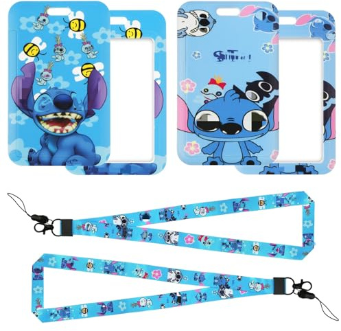 Ausweishülle mit Band für Kinder, 2 Stück Lanyard mit ID Kartenhalte, Cartoon Ausweishalter mit Lanyard, Badge Holder Namensschild Halter für Work ID, Studentenausweis, Kreditkarte, Buskarte
