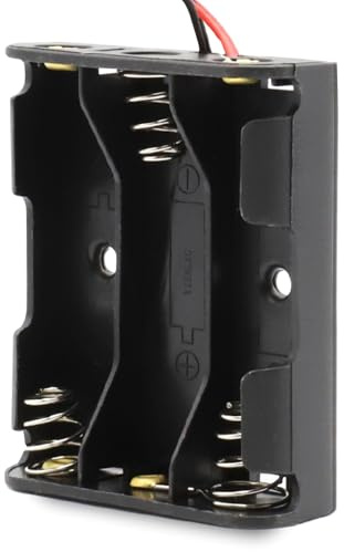 TECHZOCO Porte-pile plat AA, support de batterie LR6, boîtier pour pile AA LR6, câble de 200 mm, tension totale : 4,5 V (1,5 V par pile), convient pour 3 piles LR6 (FR6, HR6, LR6)