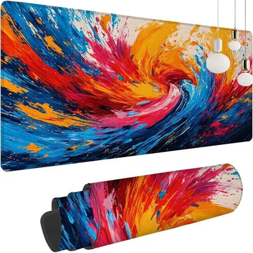 Color Abstracto Alfombrilla Raton XXL 1200x600x3mm Ordenador Grande Gaming Mouse Pad, Desk Mat para Jugadores, lavable Base Antideslizante de Caucho Natural, Accesorios Escritorio Decor, Regalo y-28