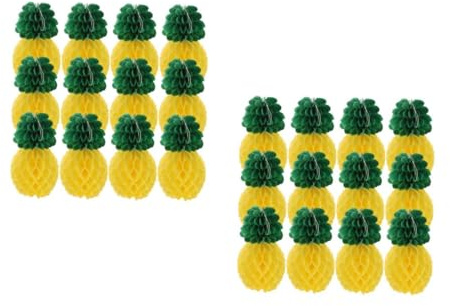 MAGICLULU 2 Ensembles Fruits En Tissu Decoration Fete Décoration Fete Décorations D'ananas En Nid D'abeille Décoration Du Parti Tropical Jack Boules Alvéolées À L'ananas Papier 9 Pièces * 2