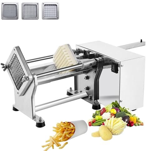 Automatic French Fry Cutter Machine, Commercial and Household Use with Replaceable Blades for Perfect Potato Chips
