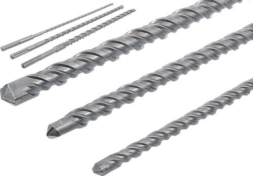 Brocas de carburo SDS plus de 1 metro 12, 16 y 24 mm, 3 piezas | Brocas extra largas 1000 mm. Para mamposteria. De carburo SDS PLUS. Barrenas Profesionales Hormigón, Piedra y Ladrillo