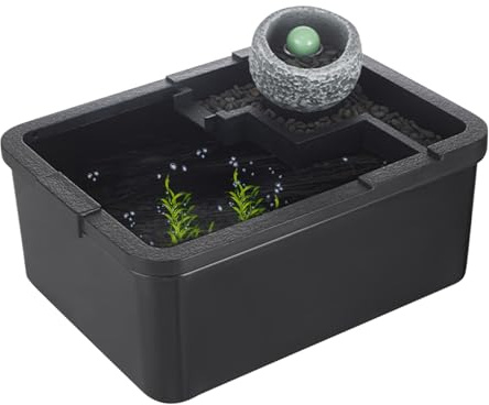 Small Fish Tank, Desktop Hydroponic Aquarium, Usb Landscape Tank, Aquaponic Setup with Pump and Led Light Black Compact Style, for Bedroom Desktops, Shrimp Reef, Turtle Care