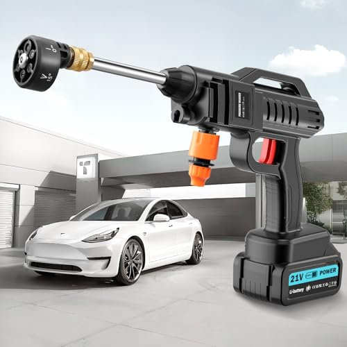 wowspeed Handheld Pressure Washer Kit, Cordless Pressure Washer with 6-in-1 Nozzle, High Pressure Washers with 2 Batteries, 16.5ft Hose, Cordless Power Washer for Car Floor Gardening