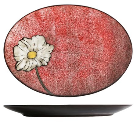 Japanese Retro Household Simple and Exquisite Underglaze Color Creative Rice Bowl - Oval Fish Plate