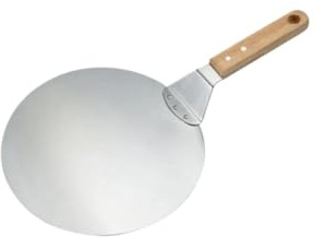 YUCHUANGYE Pelle Pizza Pelle à Pizza Ronde Anti-brûlure en Acier Inoxydable avec Manche en Bois, 25/30 cm Pelle A Pizza(1pc 10inch)