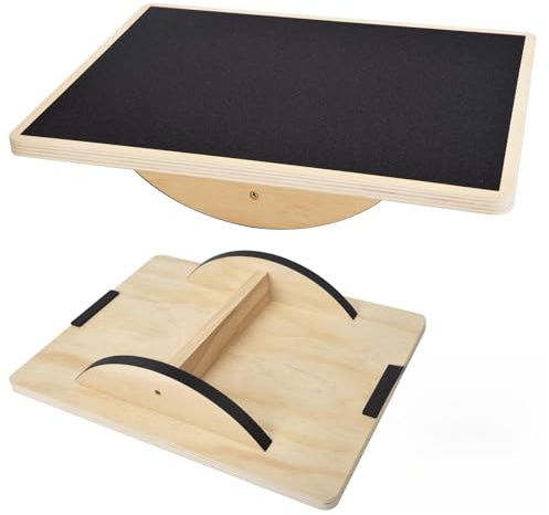 Cable Leader Balance Board, Planche d'équilibre en Bois pour Adultes, Antidérapant Portable Planche Equilibre Pour la Physiothérapie, Détendez vos Jambes Sous la Table, 41,5 * 31,5 * 9,5 Centimètres