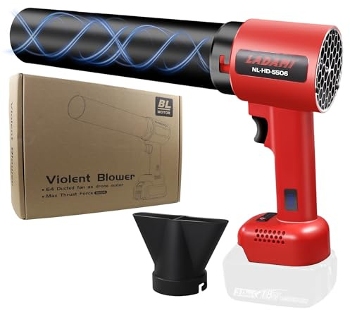 Soplador de hojas a batería, 4 velocidades de aire Soplador eléctrico de hojas, soplador a batería compatible con baterías Makita、Einhell、Bosch 18V Soplador eléctrico para jardín, hojas, polvo y nieve