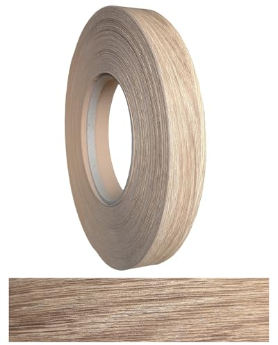 Gedotec Ribete de bordes de 21 mm – Cinta para planchar roble americano – Rollo de 100 m – Cinta de borde para muebles con adhesivo termofusible integrado, chapa de madera, cinta para bordes de
