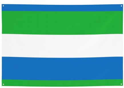 FDGBNM Bandera de Sierra Leona vibrante para fiestas, 47 x 17 pulgadas, resistente a los rayos UV, a prueba de decoloración, 4 ojales, para uso en interiores y exteriores.