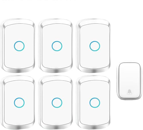 Wireless Doorbell, Door Bells Wireless, Wireless Doorbell No Battery Required Push Button Plug Through Cordless Door Chime at 490-Feet Range with 60 Chimes