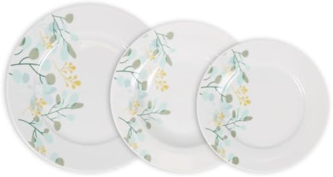 Vidrios de Levante - Vajilla Completa Decorada de Porcelana Flores 18 Piezas