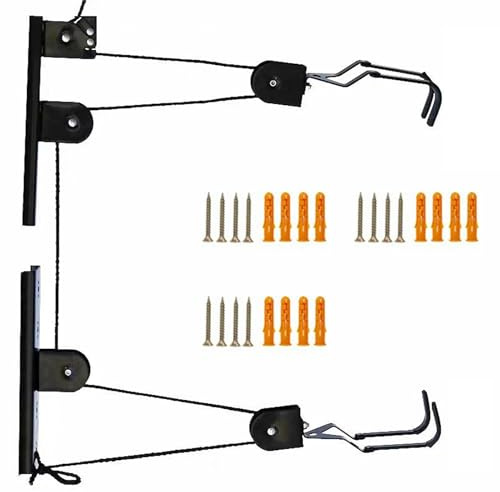 BRABOSTON Gancho de almacenamiento de bicicleta para ahorrar espacio, soporte de techo de metal resistente para carretera, montaña, gancho resistente
