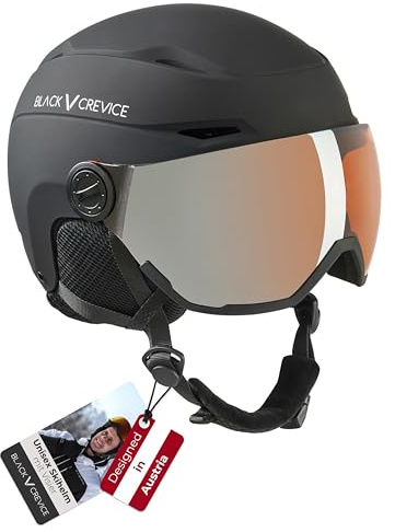 BLACK CREVICE Skihelm Colorado mit Visier I Größen S-L I Snowboard- & Hybrid-Helm mit 100% UV400 Schutz I Stufenlos verstellbar I Robuste ABS-Hartschale & EPS-Innenschaum