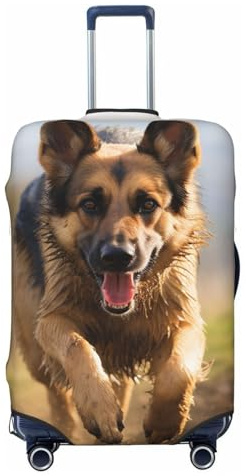 Running german shepherd dog Luggage Covers for Suitcase Tsa Approved, Stretchable & Washable Travel Suitcase Cover Protector Anti-Scratch Baggage Cover Trolley Case Sleeve Fit 18-32 Inch Luggage