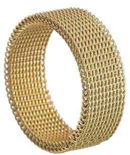 Herrring i rostfritt stål, nätband, 8 mm, guld, storlek 9