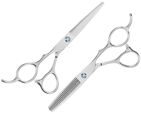OSALADI Haarschere Linkshänder 2 Stück aus Edelstahl 6 Zoll mit Effilierschere Ergonomisch für Friseure und Stylisten im Salon und Zuhause