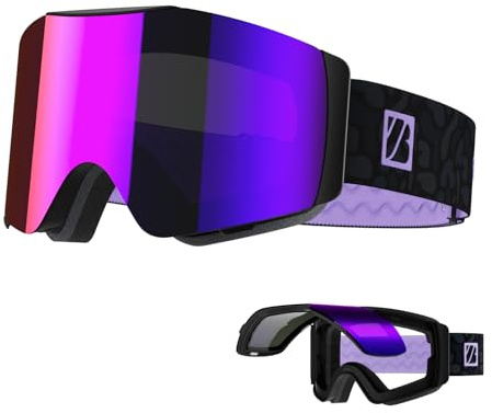 JUBAO Flip-Up Ski Goggles for Men Women, Anti-fog Magnetic OTG Snow Snowboard Goggles for Instant Defogging UV400 Protection