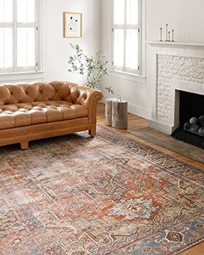 Loloi Loren Collection LQ-15 Terracotta/Sky 2'-6 x 7'-6 Runner Rug