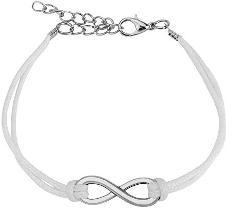 Bungsa Armband Unendlichkeit Infinity aus Leder - Schwarz, Braun, Pink, Blau, Weiß - BFF Freundschaftsarmband für Damen & Herren