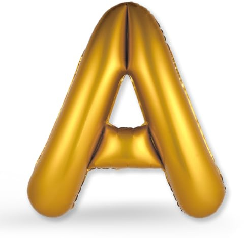 FUNXGO Globo de Foil XXL Letra A Oro - Relleno con Helio o Aire - Ideal para Cumpleaños, Boda, Aniversario & Fiesta - Globo Letra A Oro