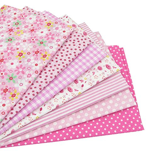 7 Stück 50cm x 50cm Rosa Baumwollstoff,patchwork stoffe,baumwollstoff meterware,stoffe patchwork stoffpaket