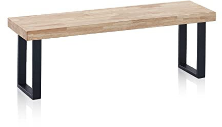 Loft, Banco para Mesa de Comedor, Asiento Auxiliar, Acabado en Roble y Negro, Medidas: 120 cm (Largo) x 47 cm (Alto) x 34 cm (Fondo)