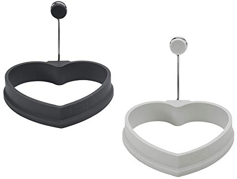 Lurch 70270 - Juego de 2 moldes con forma de corazón para huevos, 100% silicona platino, sin bisfenol A, color gris claro