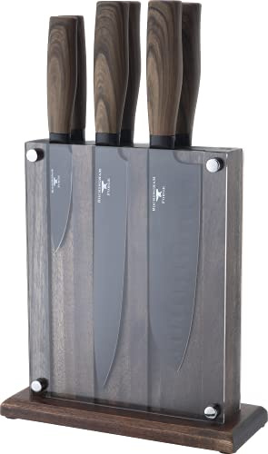 Rockingham Forge Forester Series 7-delad knivblockssats, svarta blad och handtag med träeffekt, RF-618/7P