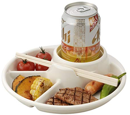 Vassoio per piatti da portata diviso rotondo, vassoio per la conservazione degli alimenti, vassoio per il menù in melamina a 4 scomparti, piatto antipasti, 21 x 4,6 cm