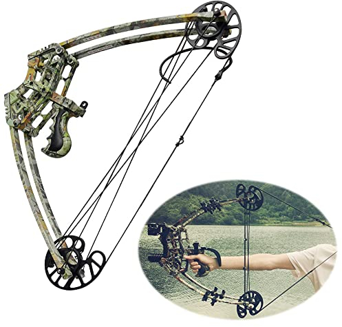 wolfman 50lbs Compoundbogen Set Erwachsene Bogenschießen Dreieck Compoundbogen 270 FPS Jagdbogen Bogenfischen Bogen und Pfeil Set Erwachsene mit Zubehör Links und Rechtshänder (Tarnung)