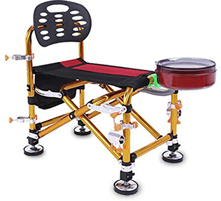 HMTE Angelstuhl Angelstuhl Klappbarer Multifunktions-Campingstuhl Tragbarer Outdoor-Stuhl mit Zubehör Tragbarer Regiestuhl (Color : Gold, Size : Free Size) (Gold Free Size)